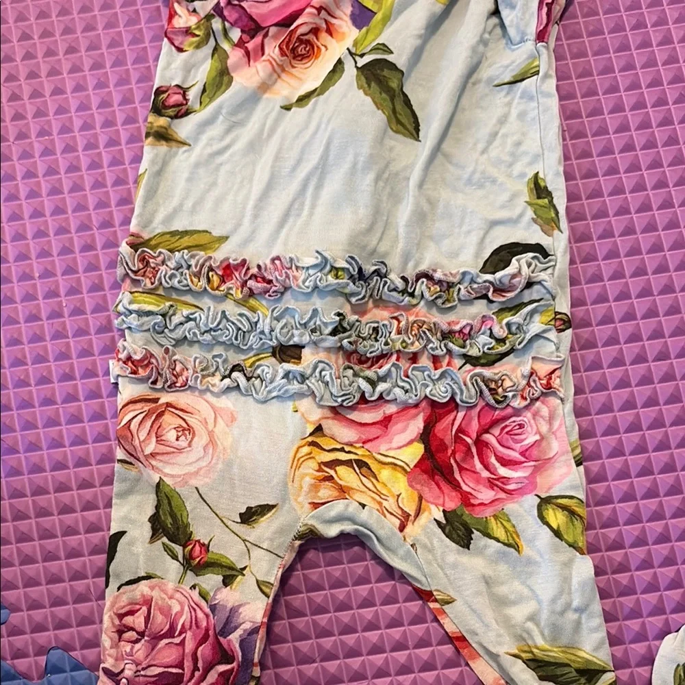 Posh Peanut Blue and Pink Footies One Piece - Picture 2 of 7